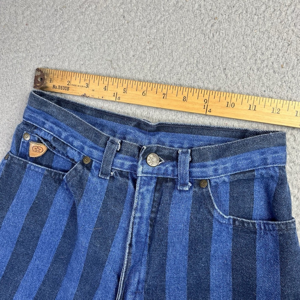 VTG Zena Jeans Women Sz 8 Blue Striped HighRise Taper Grunge 90s Bareback - Picture 8 of 14